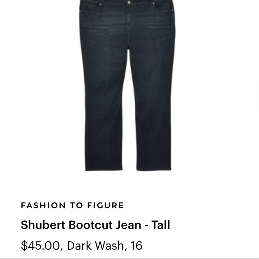 Fashion to figure size 16 dark wash bootcut jeans